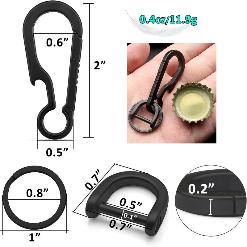 PJYTAC Titanium Carabiner Keychain Clip for Keys, Minimalist Heavy Duty Keychain Key Clip Holder EDC Quick Release Hooks - Image 3